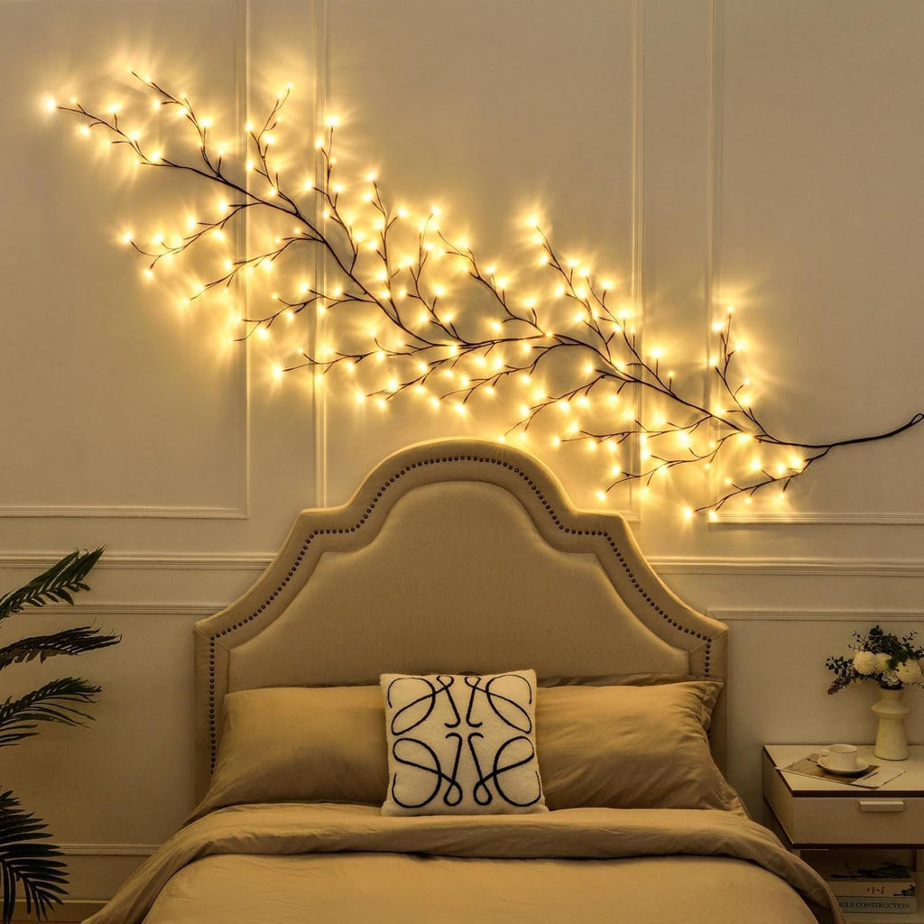 Bare Lamp LED Tree Branch Lights for Wall, Enchanted Willow Vine Lights for Bedroom, 72 Flower String Lights Decor and USB Powered,8 Lighting Modes for Indoor Window Wedding Decor (63in)
