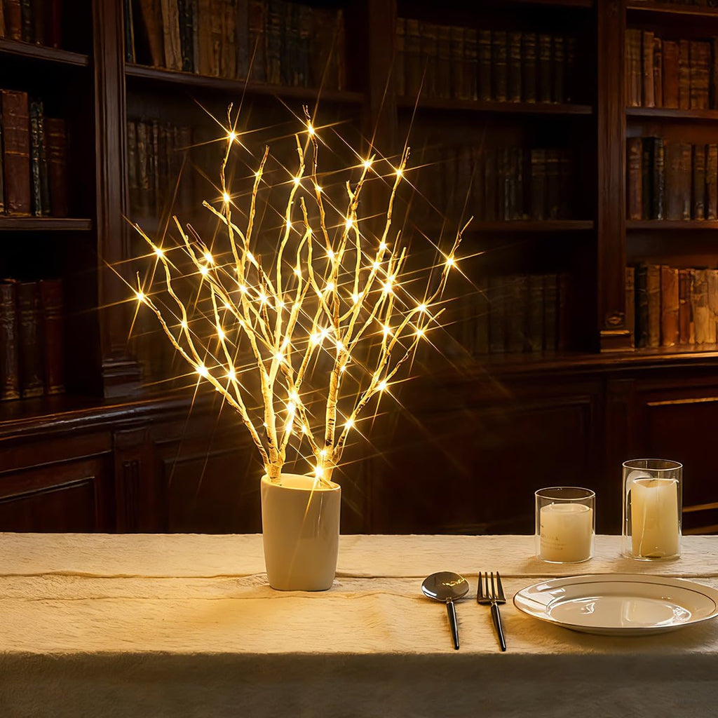 Birchlitland Lighted Brown Branches 32IN 100 LED with Timer Battery Operated, Artificial Tree Branch with Warm,Willow Branch Lights for Home Bedroom Fireplace Christmas Holiday Decoration