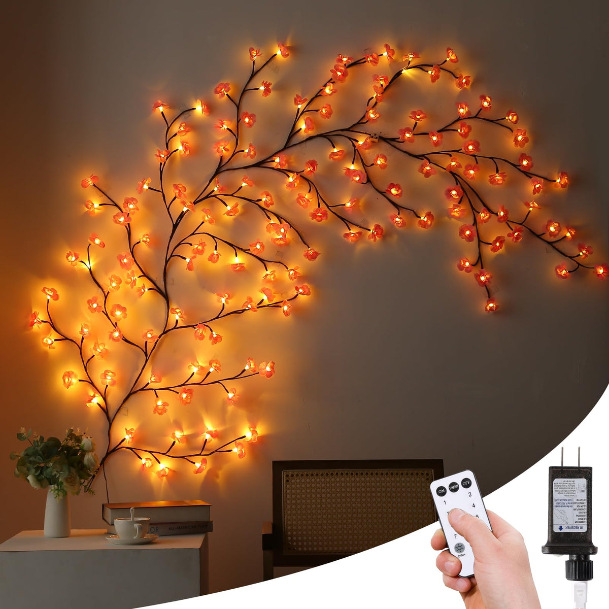 NIDISETPJAS Enchanted Willow Vine Lights with Remote, Christmas Swags Decorations Indoor Room Decor, 18 Branches 144 LEDs Lighted Willow Vine Lights for Walls Bedroom Home Decor