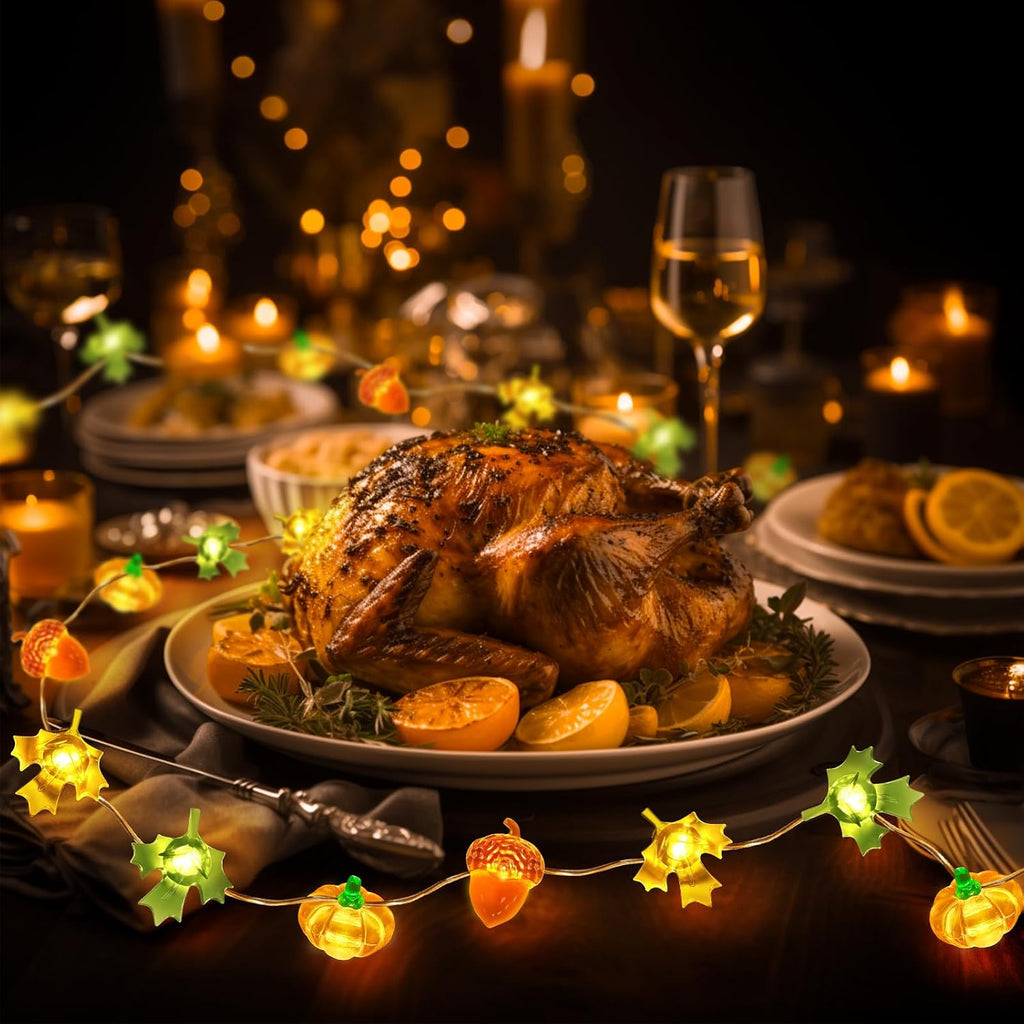 Coquimbo Fall Decor Thanksgiving Lights, 10FT 30 LED Pumpkin Maple Lights