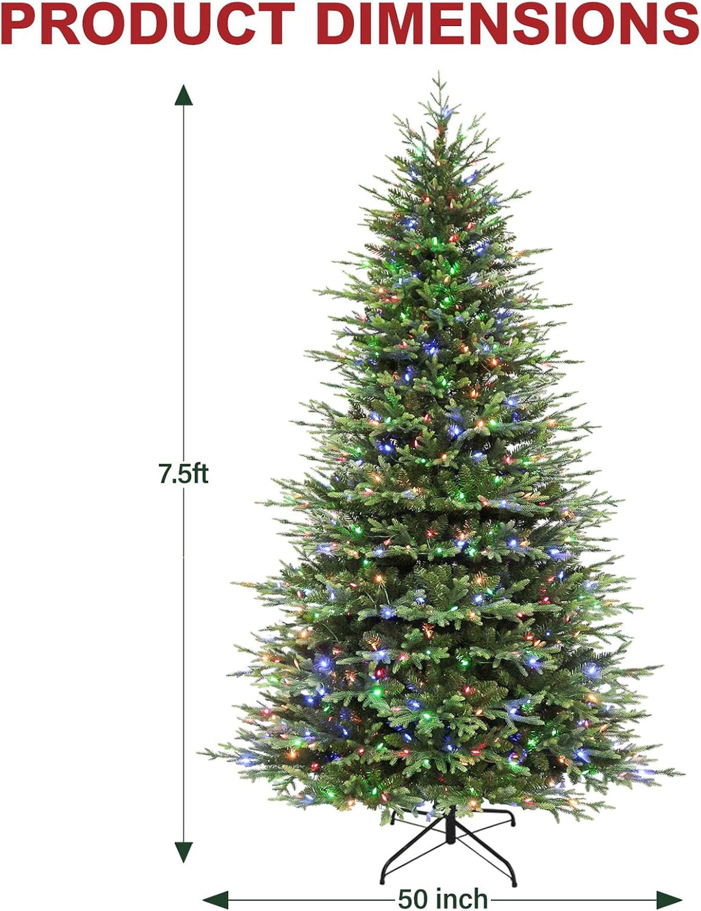 Hykolity 7.5 ft Prelit Christmas Tree with Realistic PE Foliage