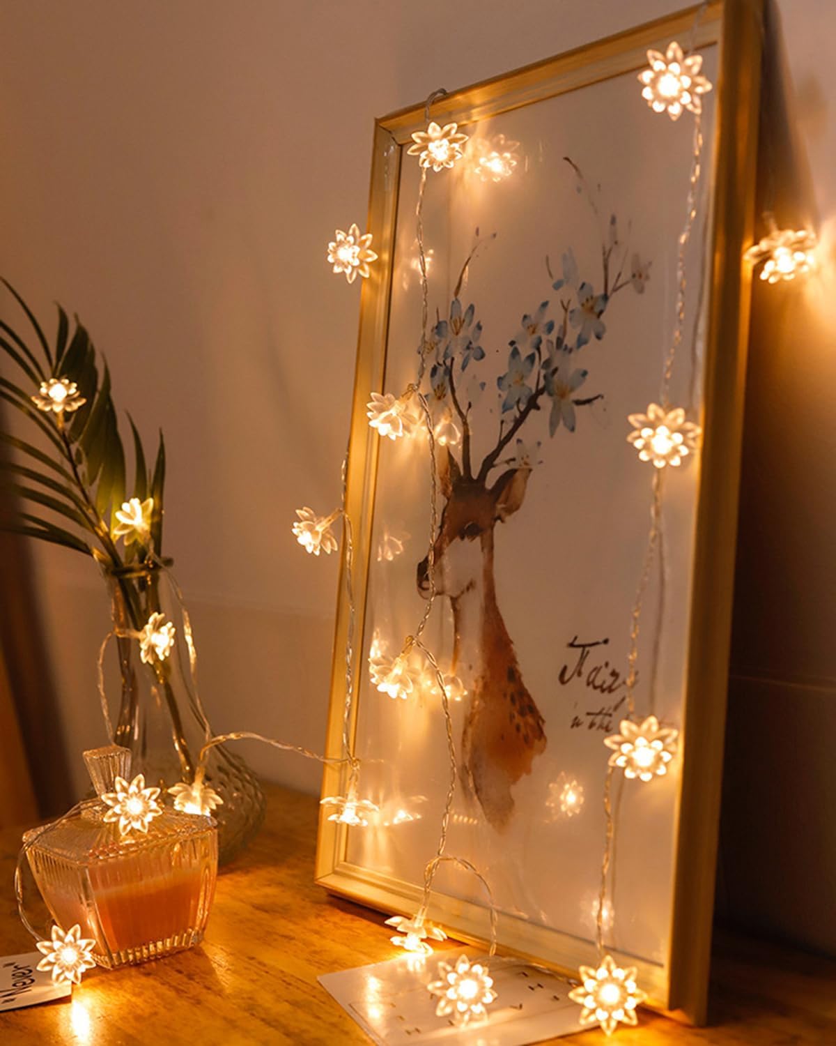 JOLYMOLY 59 Ft 100 LED Flower Fairy Lights with Remote Timer, Plug in Connectable Twinkle Lights with Soft Flowers for Bedroom Wedding Dorm Indoor Outdoor Decor, Warm White