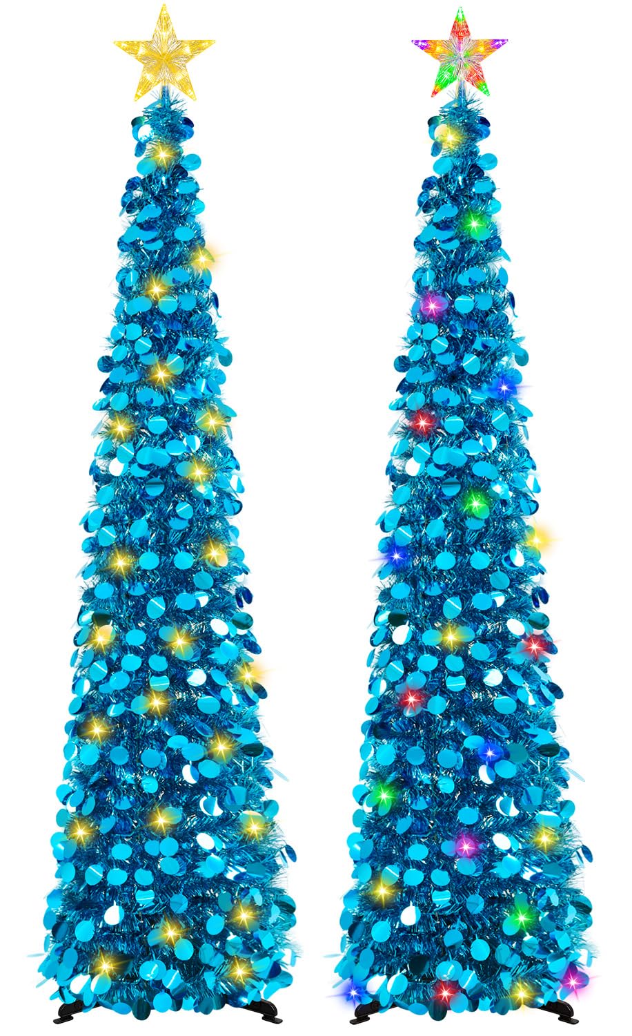 5FT Pop Up Christmas Tree with Lighted Top Star for Christmas Decorations