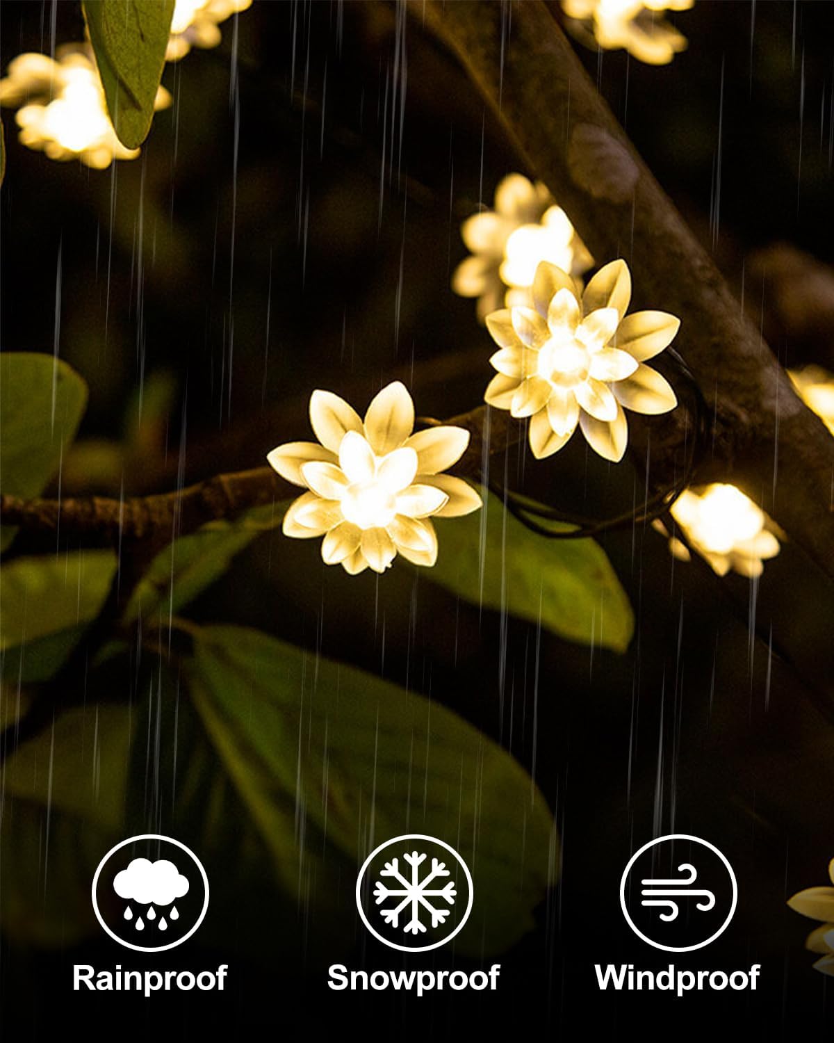 JOLYMOLY 59 Ft 100 LED Flower Fairy Lights with Remote Timer, Plug in Connectable Twinkle Lights with Soft Flowers for Bedroom Wedding Dorm Indoor Outdoor Decor, Warm White
