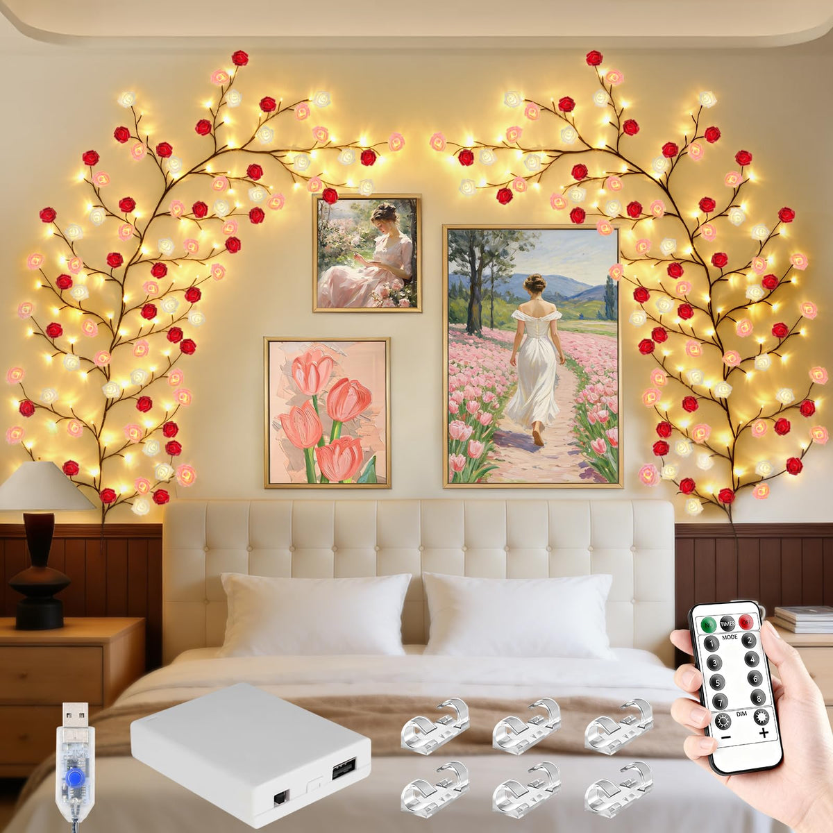FNHMSL 4FT 48LED Cherry Enchanted Willow Vine Lights for Christmas Bedroom