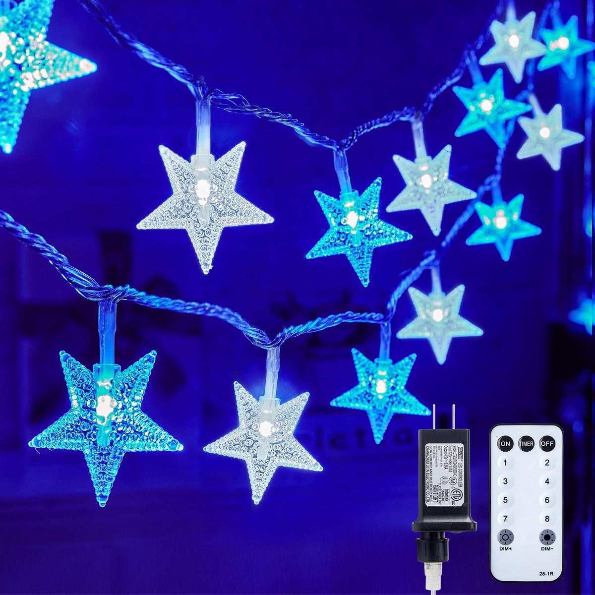 Minetom 33ft Plug in Star String Lights with Remote and Timer