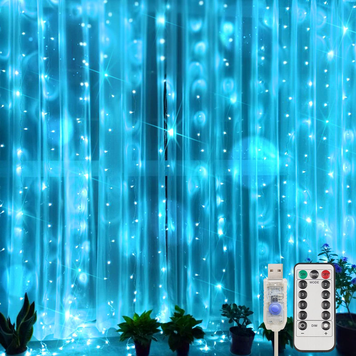 suddus 200 LED Curtain Lights Fairy Lights with Remote Bedroom 6.5x6.5ft