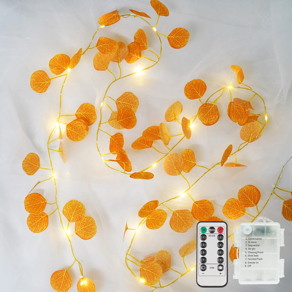 suddus 60LED Garland with White Camellia Lights Battery Operated Clear Wire