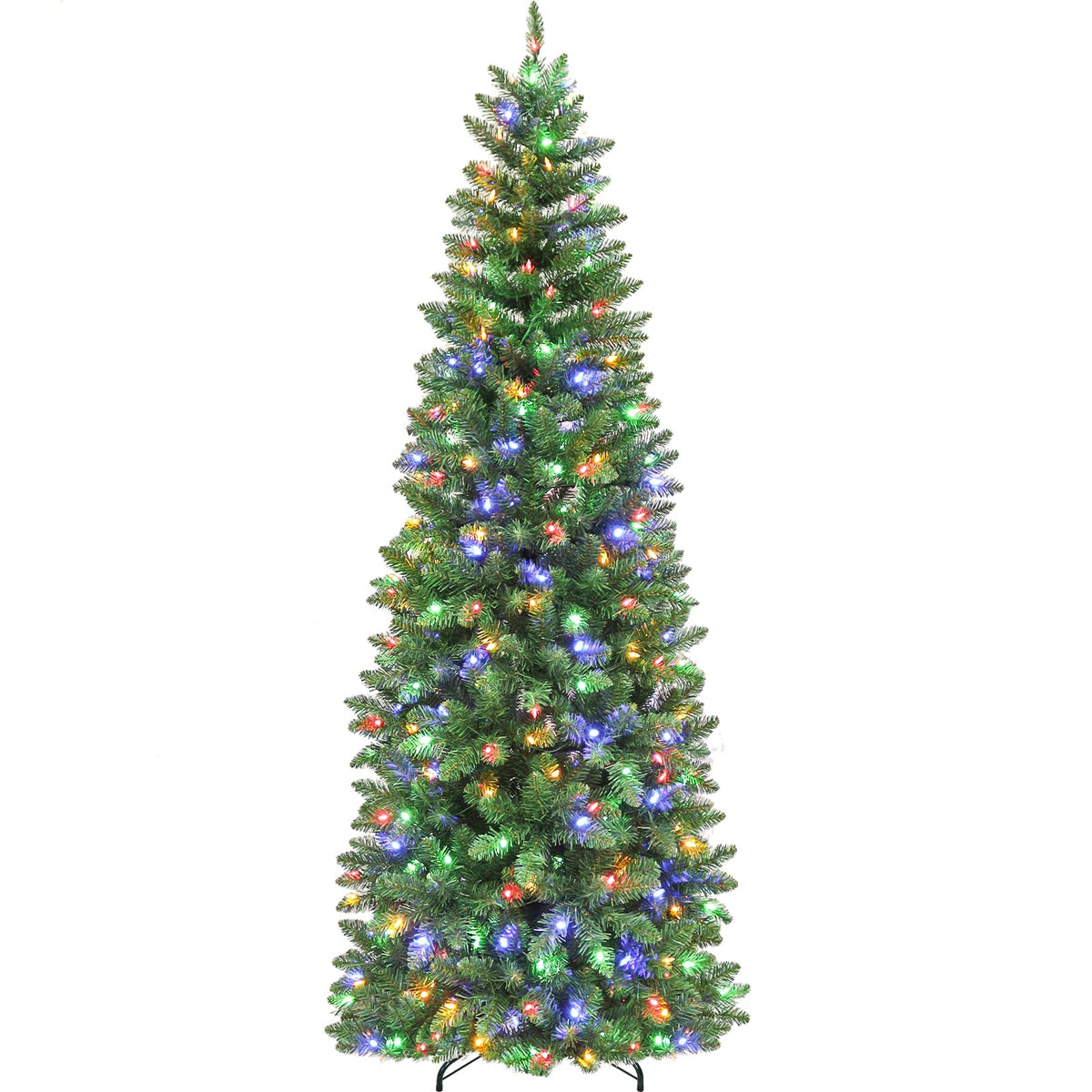 Hykolity 7.5 ft Prelit Pencil Christmas Tree with 400 Warm White LEDs