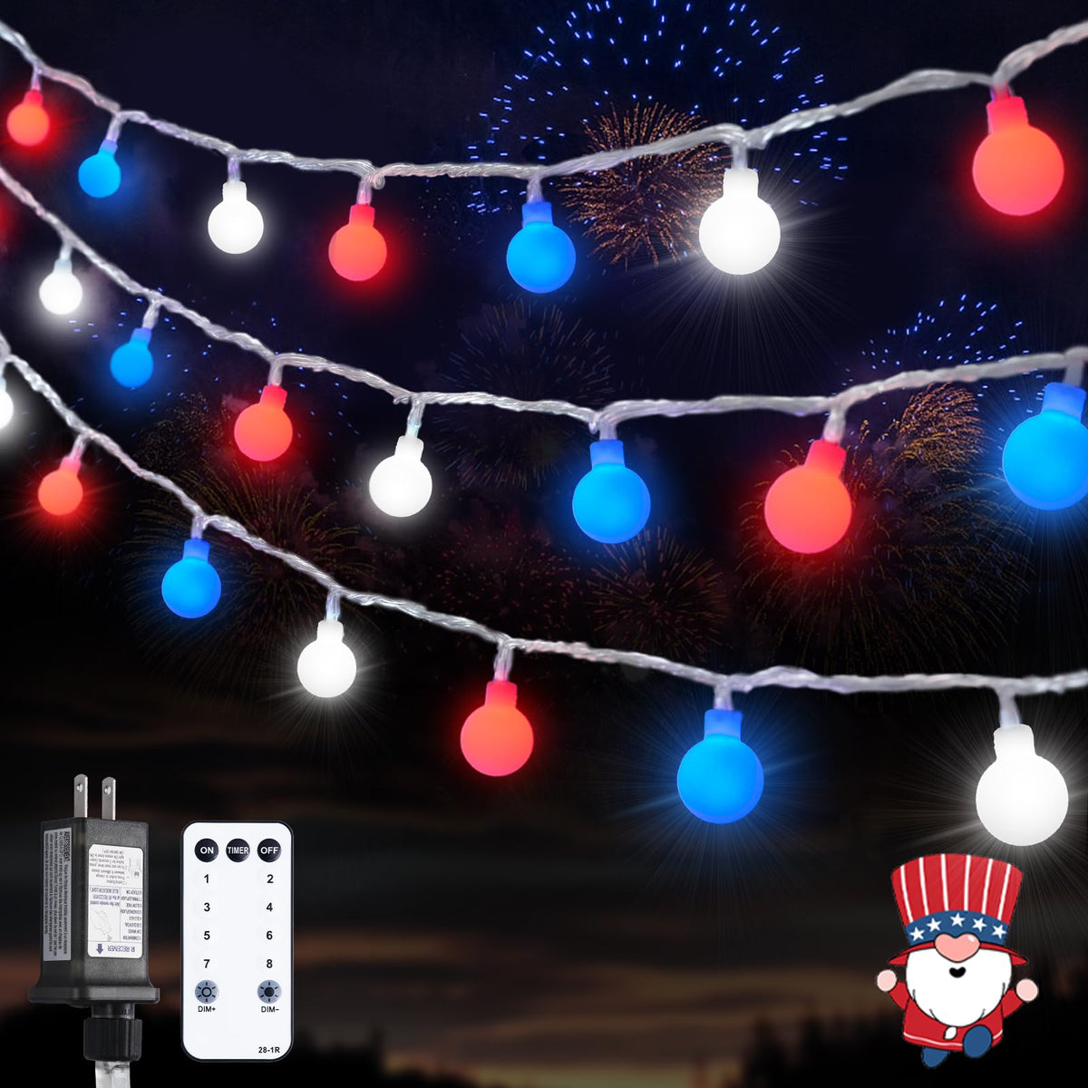 JMEXSUSS 100 LED Globe String Lights Indoor Bedroom, 33ft Fairy Lights
