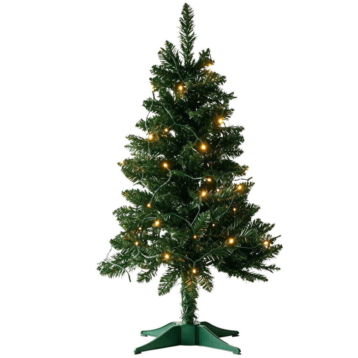 3FT Pink Mini Christmas Tree with Lights - Hinged Small Artificial Xmas Tree - Includes 50 LED String Light, 160 Tips Dense Branches & Detachable Stand - Pink Christmas Decoration Tree for Holiday