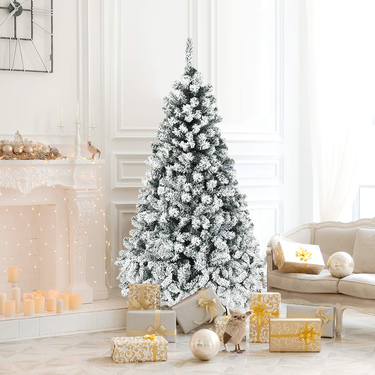 COSTWAY 4 FT Pre-lit Christmas Tree, Artificial Holiday Xmas Tree