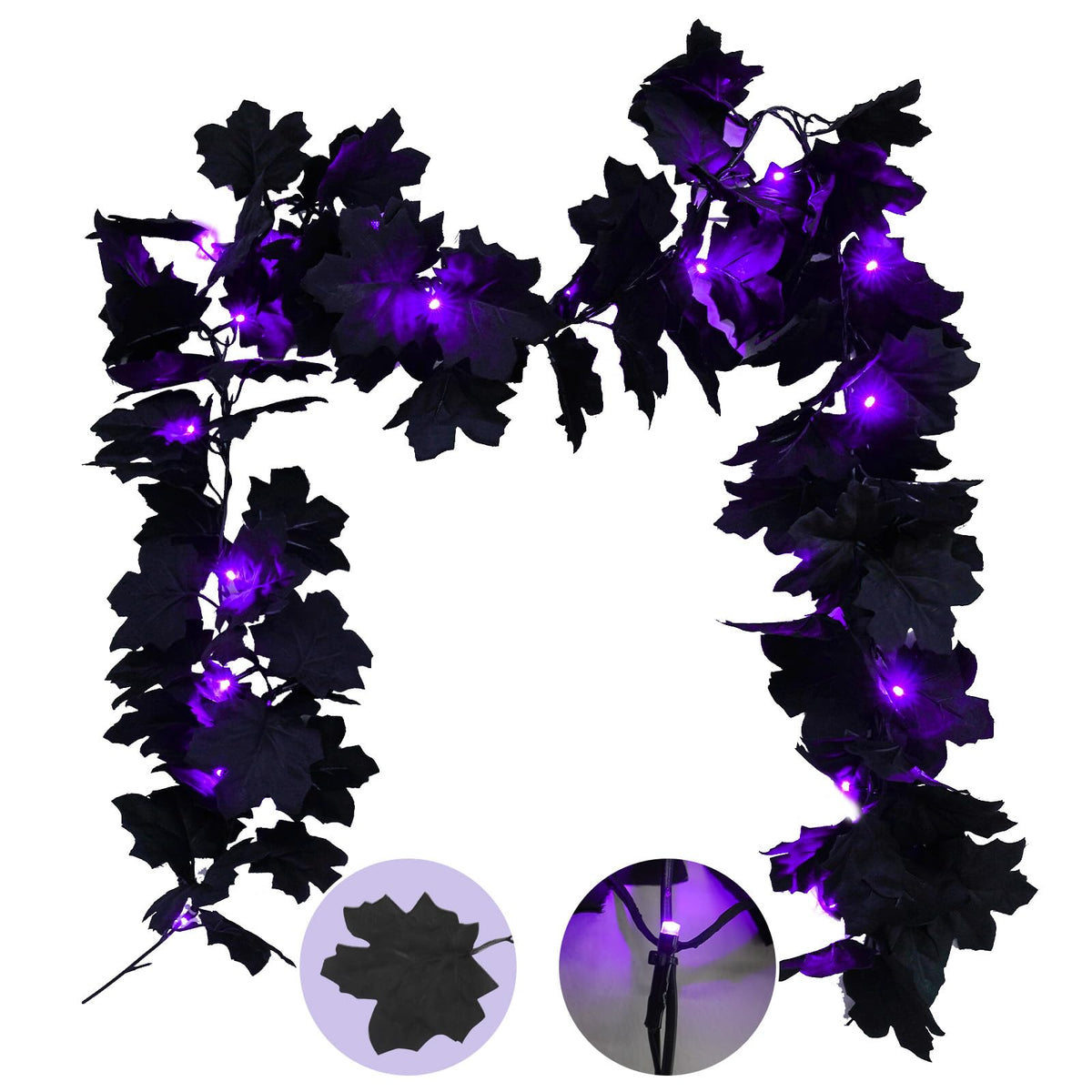 suddus 20 LED Fall Leaves Garland with Lights Battery Operated Timer Yellow