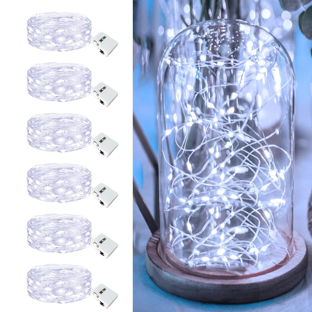 6 Pack Fairy Lights Battery Operated - 7ft 20 Led Twinkle lights 3 Modes, Bulk Mini String Lights Waterproof for Mason Jars Vases DIY Party Table Centerpieces Christmas Decoration -Warm White
