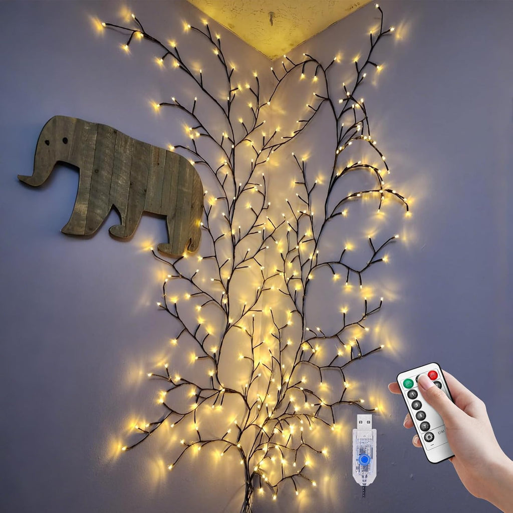 Enchanted Willow Vine Lights for Wall,Willow Vine Tree Branch Lights Decoration Gift,with 72 LED Light and Remote,8 Lighting Modes,for Bedroom Wall Doors Windows Wedding Christmas (63inch)