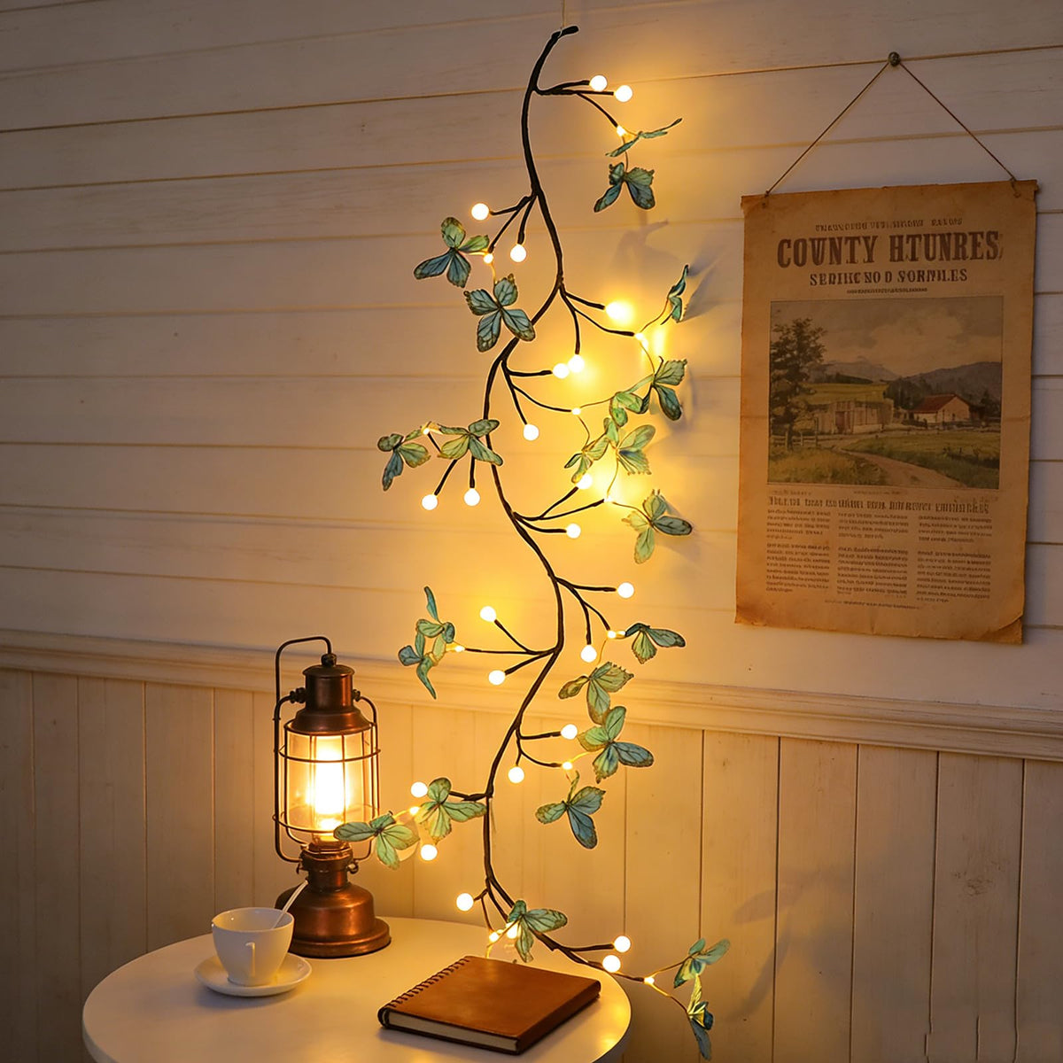 Bare Lamp LED Tree Branch Lights for Wall, Enchanted Willow Vine Lights for Bedroom, 72 Flower String Lights Decor and USB Powered,8 Lighting Modes for Indoor Window Wedding Decor (63in)