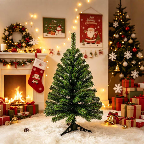 3FT Small Christmas Tree – Premium Mini Xmas Artificial Trees for Home, Tabletop, Office, Apartment, Indoor Holiday Decorations, Easy-Assembly Metal Hinges & Foldable Base (Dark Green)