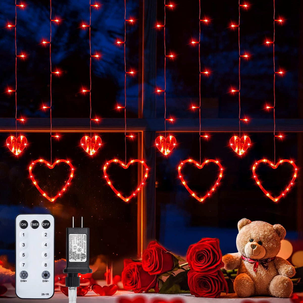 Star Curtain Lights for Bedroom - Plug-in 9ft 138 LED Fairy Twinkle Lights with 12 Star Drops, Connectable Window Lights with Remote 8 Lighting Modes for Indoor Xmas Ramadan Decoration, Warm White