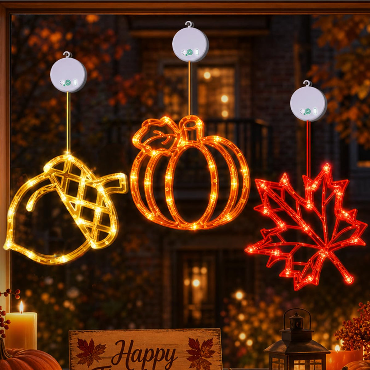LOLStar Fall Decor Window Lights 2026, Thanksgiving Decorations LED Lights