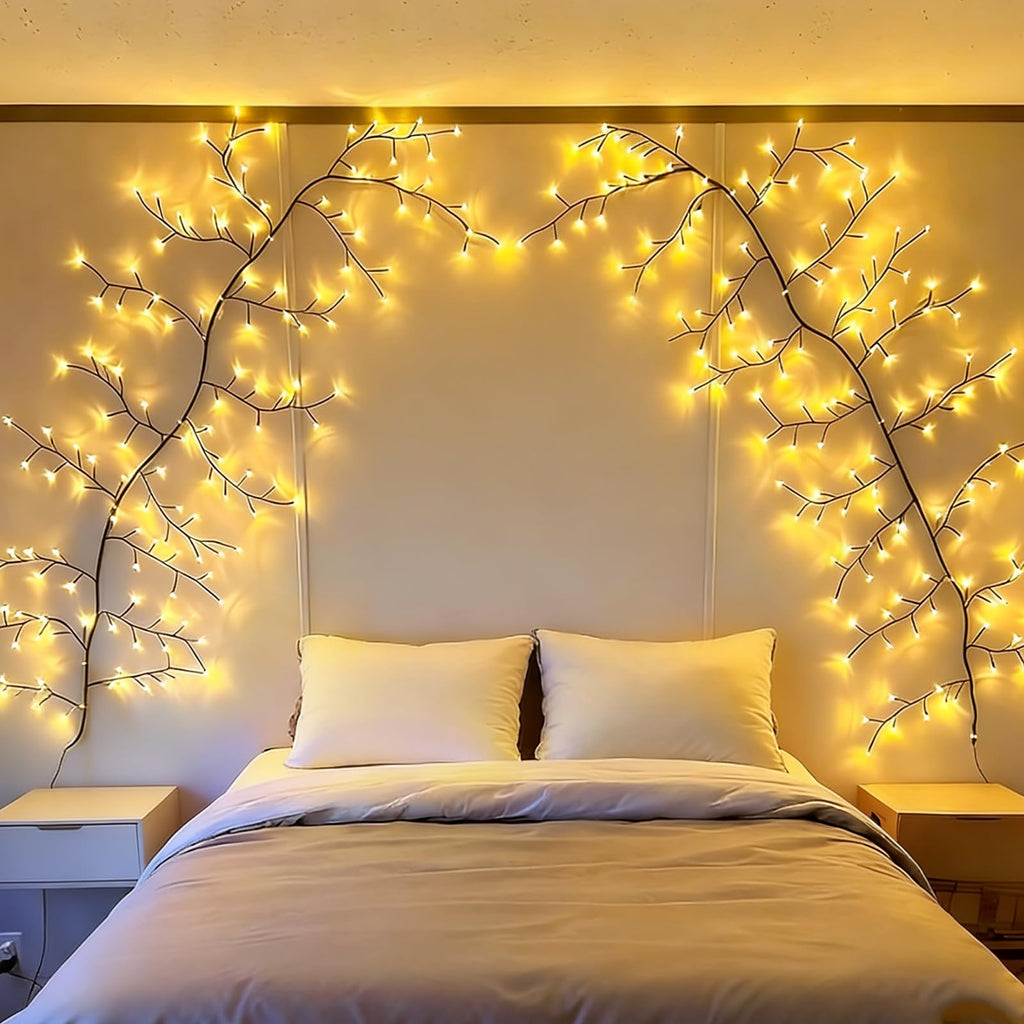 Bare Lamp LED Tree Branch Lights for Wall, Enchanted Willow Vine Lights for Bedroom, 72 Flower String Lights Decor and USB Powered,8 Lighting Modes for Indoor Window Wedding Decor (63in)