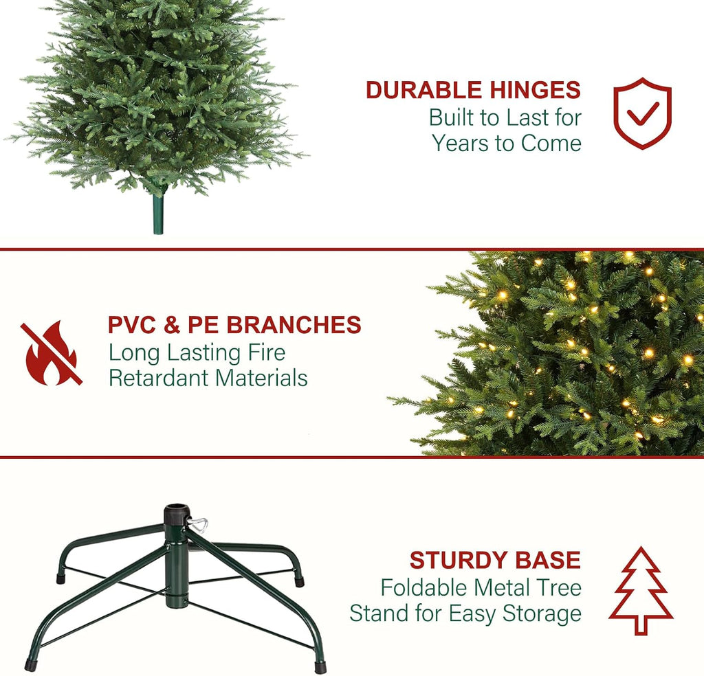 Hykolity 7.5 ft Prelit Christmas Tree with Realistic PE Foliage