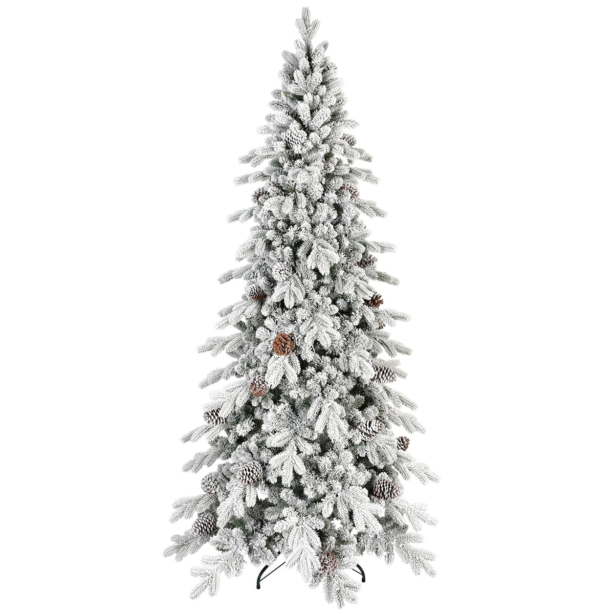 6 FT Prelit Artificial Skinny Christmas Tree,Blue Spruce Slim Pencil Xmas Tree with 1205 PE&PVC Mixed Branch Tips and 300 UL Listed Clear Lights,Hinged Pine Tree with Metal Stand for Home Office Décor