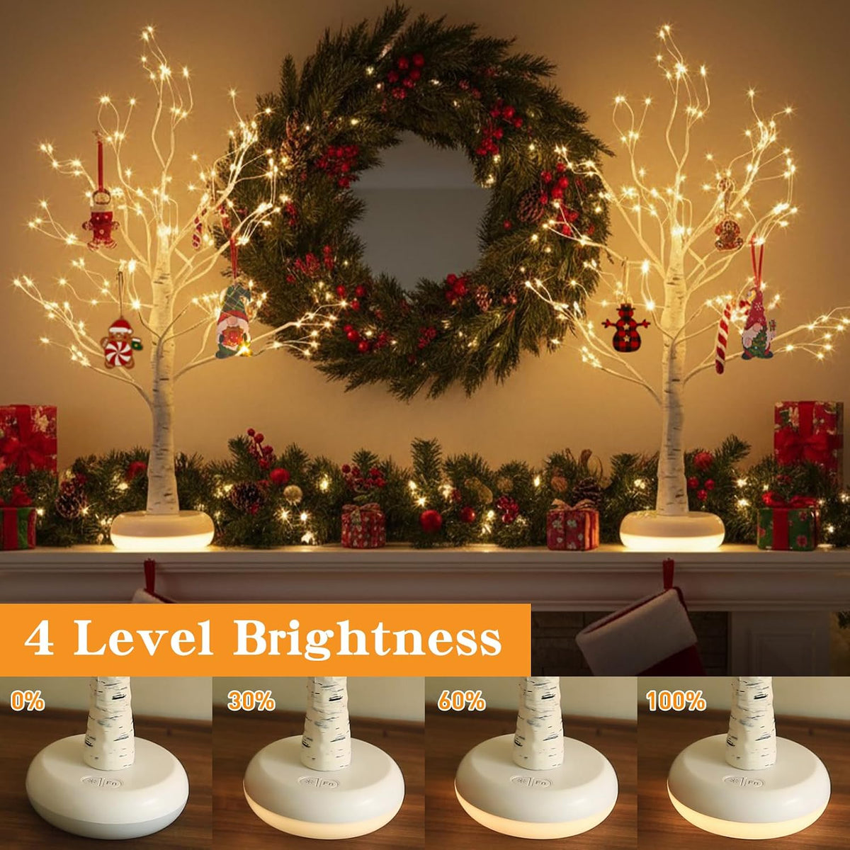Birch Tree with Lights, Lighted Twinkle Christmas Tree Fairy Light Spirit