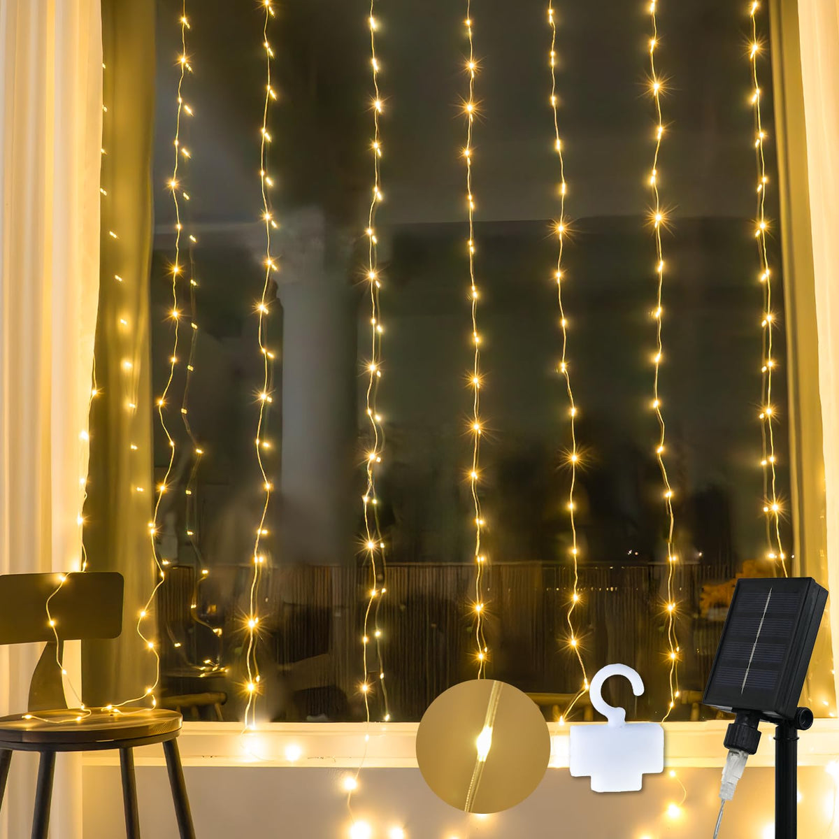 suddus 200 LED Curtain Lights Fairy Lights with Remote Bedroom 6.5x6.5ft