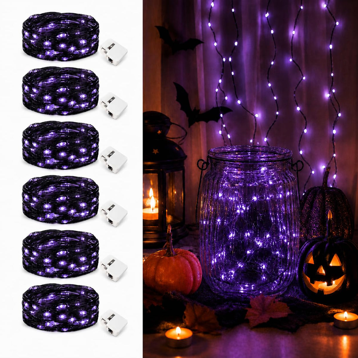 6 Pack Fairy Lights Battery Operated - 7ft 20 Led Twinkle lights 3 Modes, Bulk Mini String Lights Waterproof for Mason Jars Vases DIY Party Table Centerpieces Christmas Decoration -Warm White
