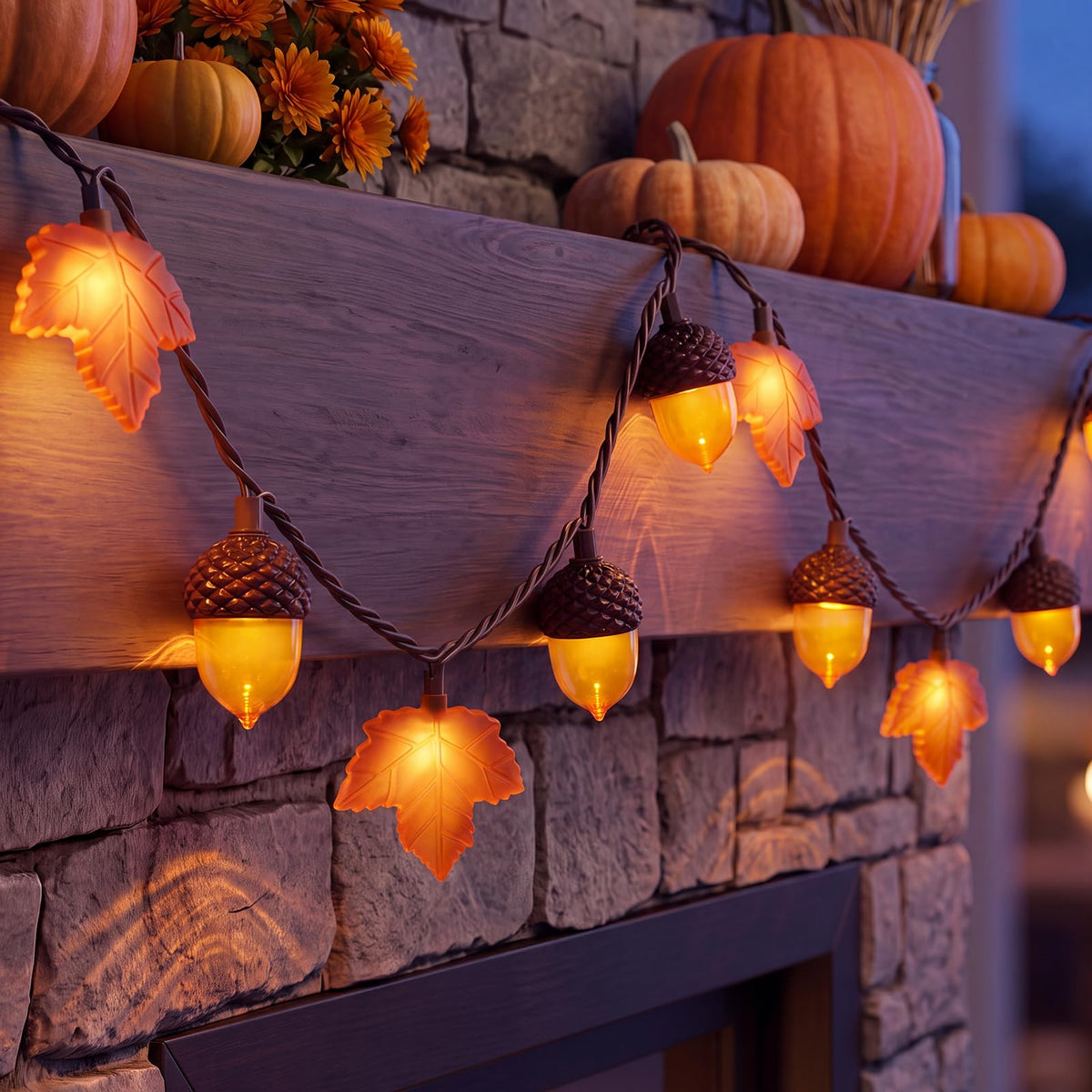 SUNSGNE Thanksgiving Turkey String Lights, 12FT 20 LED Fall Decor Lights