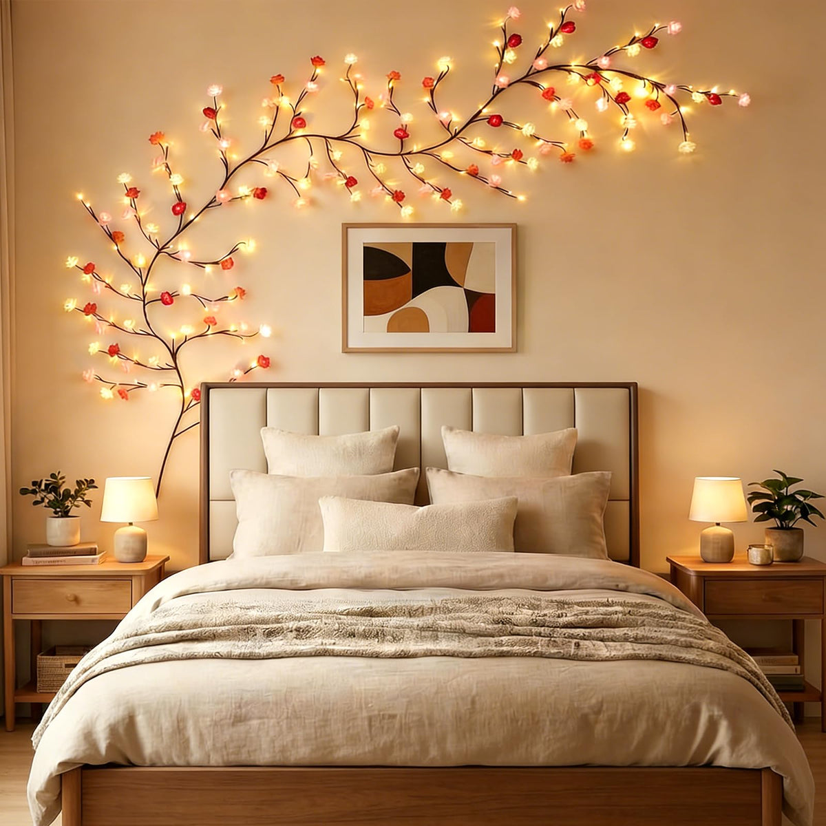 Bare Lamp LED Tree Branch Lights for Wall, Enchanted Willow Vine Lights for Bedroom, 72 Flower String Lights Decor and USB Powered,8 Lighting Modes for Indoor Window Wedding Decor (63in)