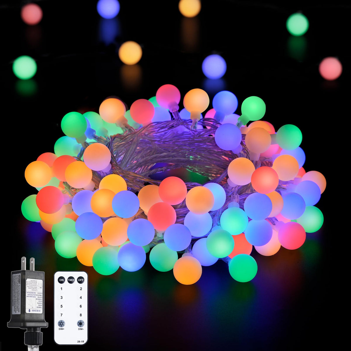 JMEXSUSS 100 LED Globe String Lights Indoor Bedroom, 33ft Fairy Lights