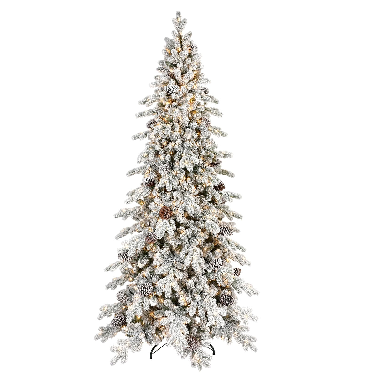 6 FT Prelit Artificial Skinny Christmas Tree,Blue Spruce Slim Pencil Xmas Tree with 1205 PE&PVC Mixed Branch Tips and 300 UL Listed Clear Lights,Hinged Pine Tree with Metal Stand for Home Office Décor