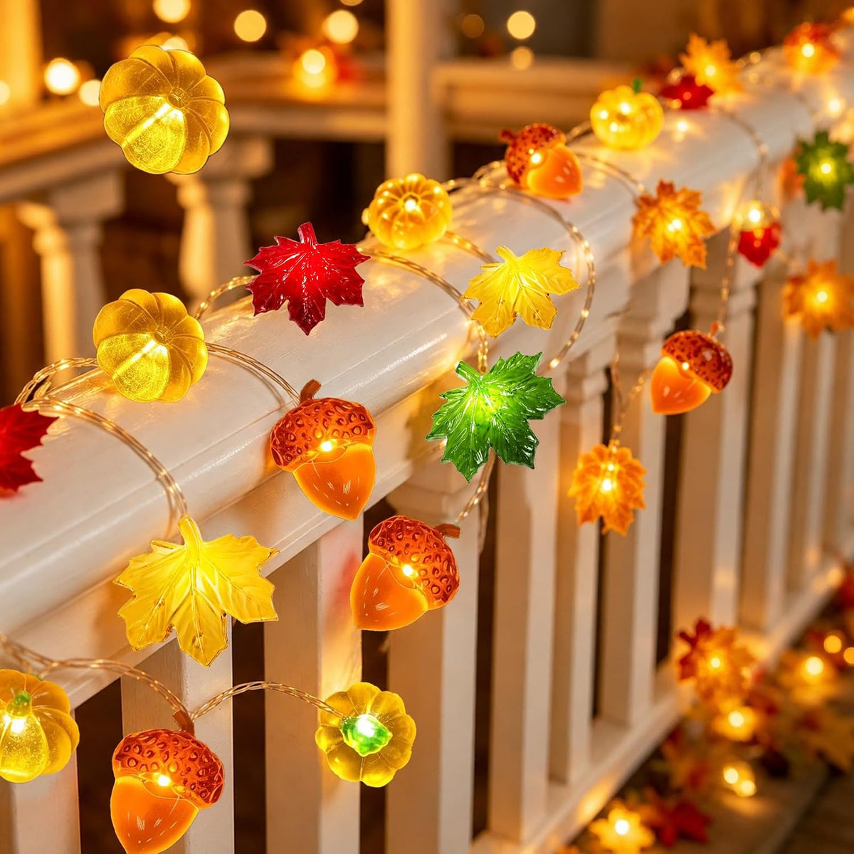 40LED Fall String Lights, 13FT Pumpkin Fall Decorations for Home 2026
