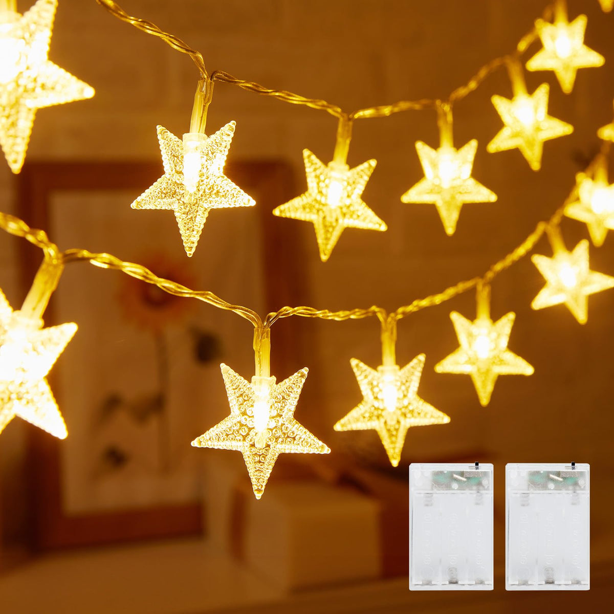 Minetom 50 LED Star String Lights, 17ft Fairy Lights Battery Operated
