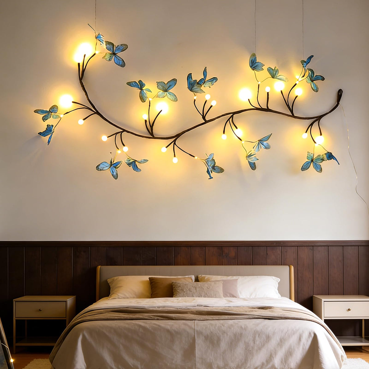 Bare Lamp LED Tree Branch Lights for Wall, Enchanted Willow Vine Lights for Bedroom, 72 Flower String Lights Decor and USB Powered,8 Lighting Modes for Indoor Window Wedding Decor (63in)