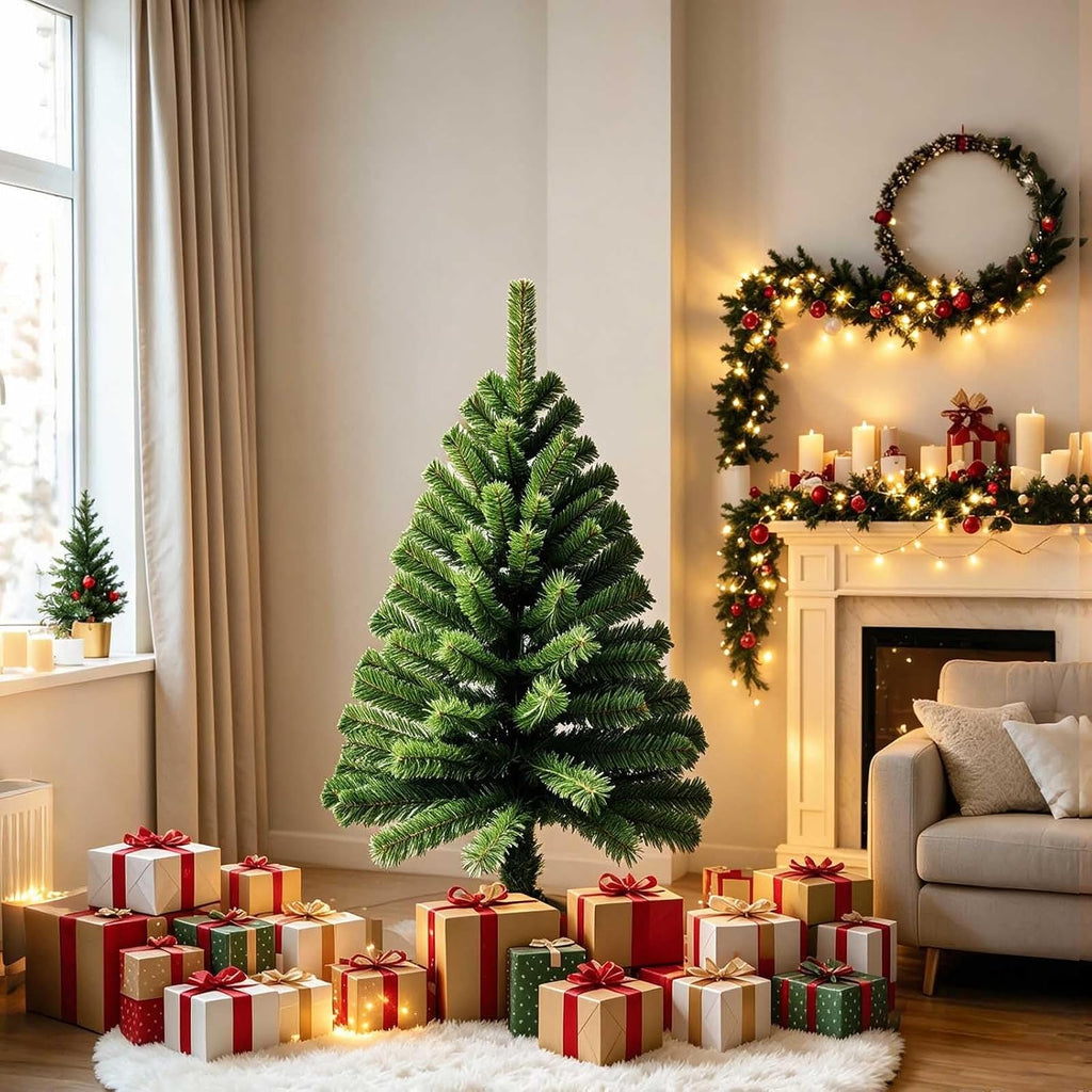 3FT Small Christmas Tree – Premium Mini Xmas Artificial Trees for Home, Tabletop, Office, Apartment, Indoor Holiday Decorations, Easy-Assembly Metal Hinges & Foldable Base (Dark Green)