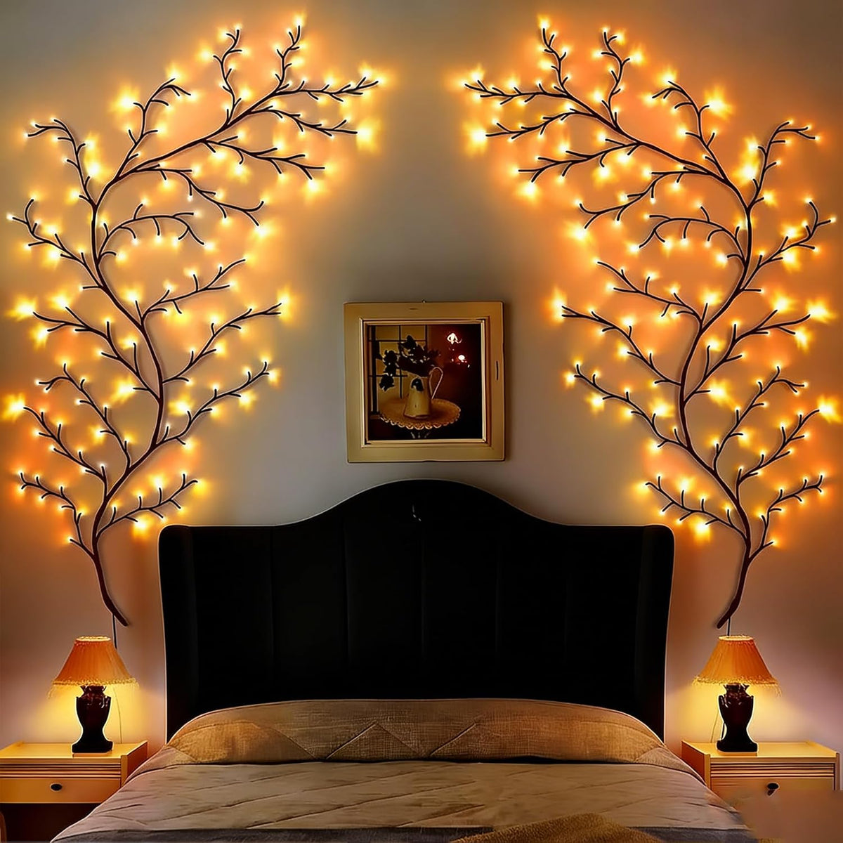 Bare Lamp LED Tree Branch Lights for Wall, Enchanted Willow Vine Lights for Bedroom, 72 Flower String Lights Decor and USB Powered,8 Lighting Modes for Indoor Window Wedding Decor (63in)
