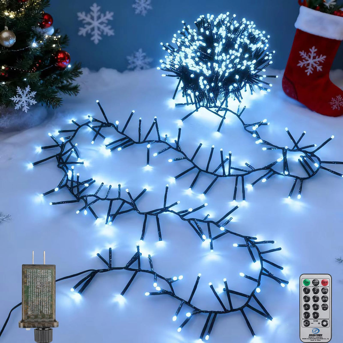 Christmas Cluster Lights Plug-in 52FT 800LEDs String Lights Indoor Outdoor