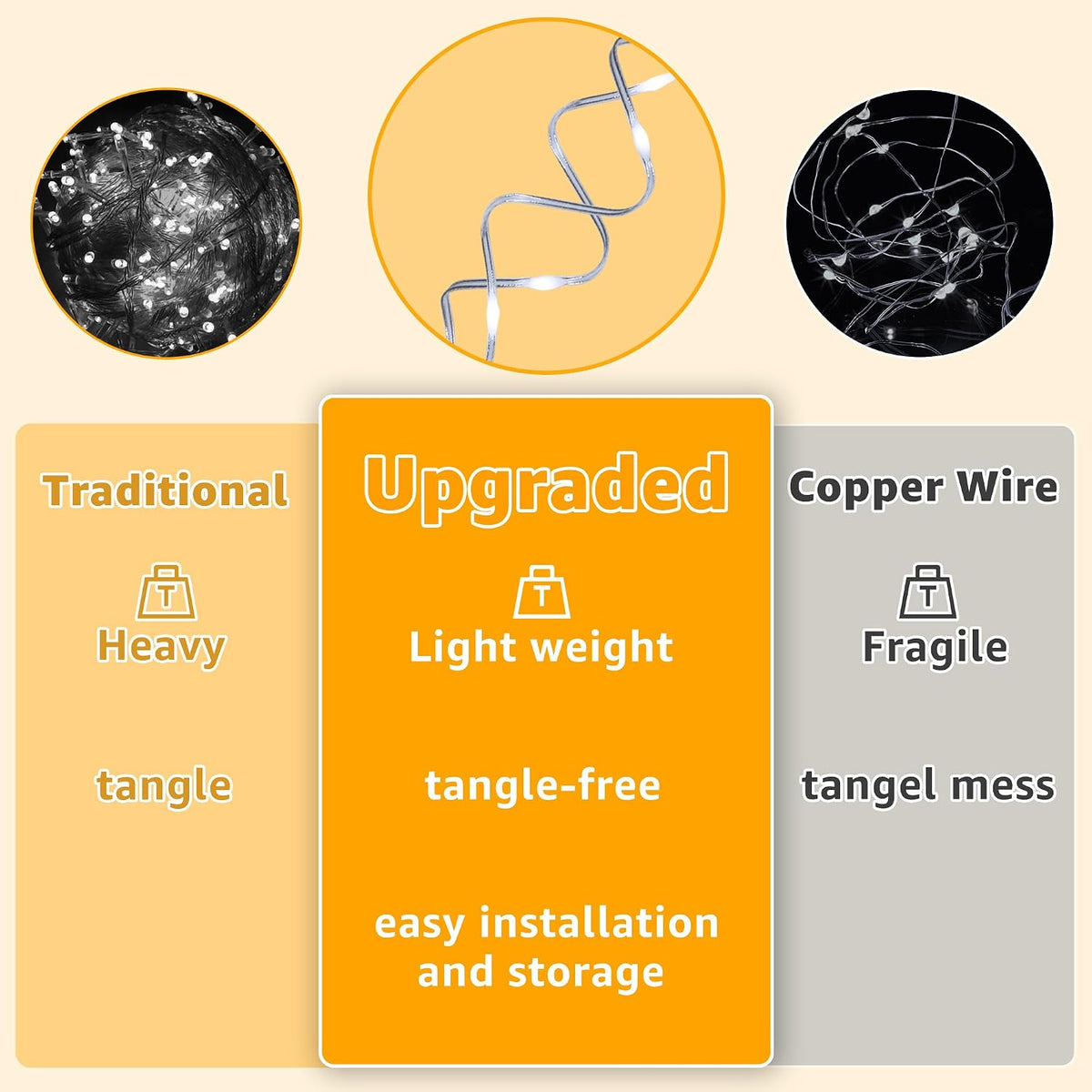 Ollny Curtain Lights 300LED 9.8ftx9.8ft, Connectable IP67 Waterproof