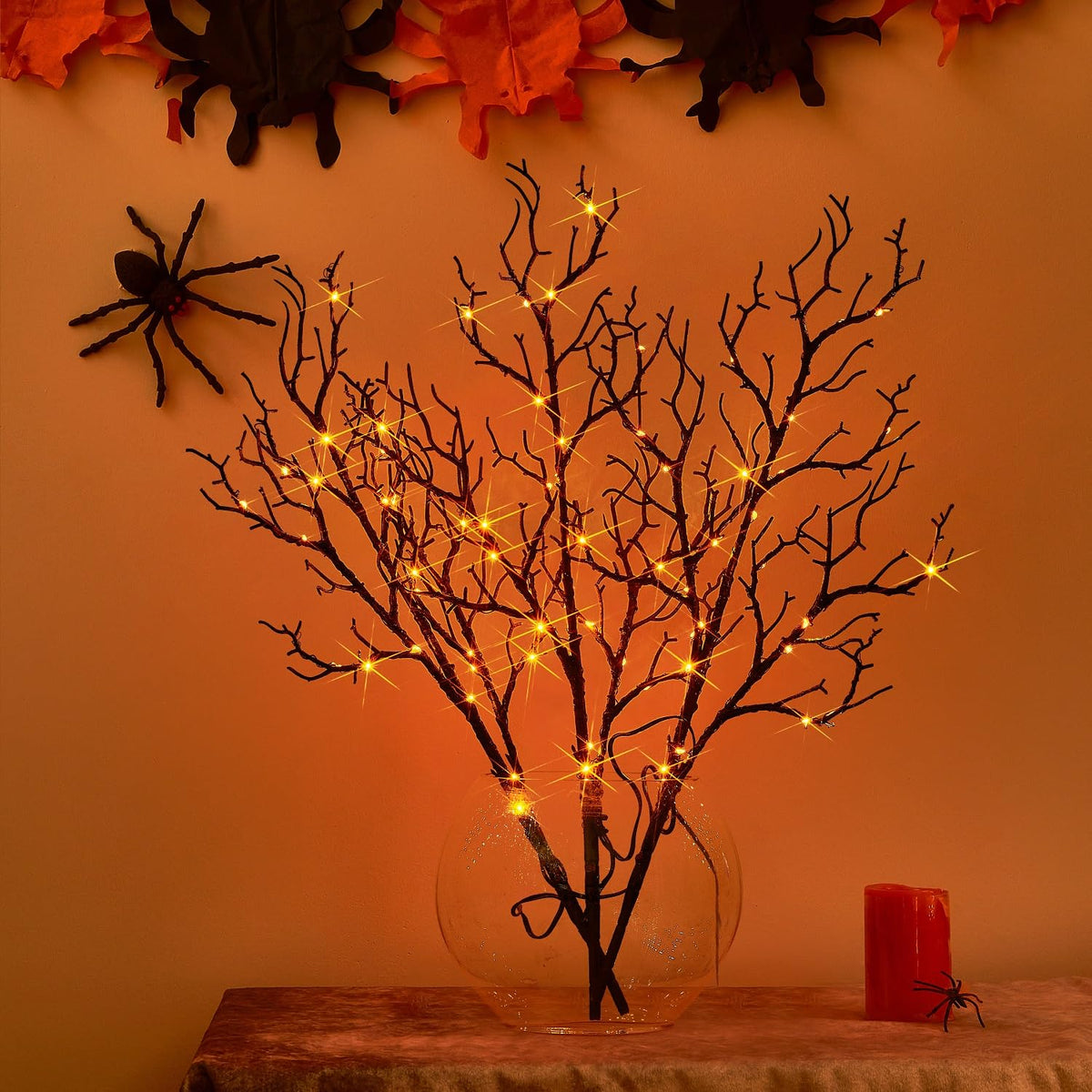 Birchlitland Lighted Brown Branches 32IN 100 LED with Timer Battery Operated, Artificial Tree Branch with Warm,Willow Branch Lights for Home Bedroom Fireplace Christmas Holiday Decoration