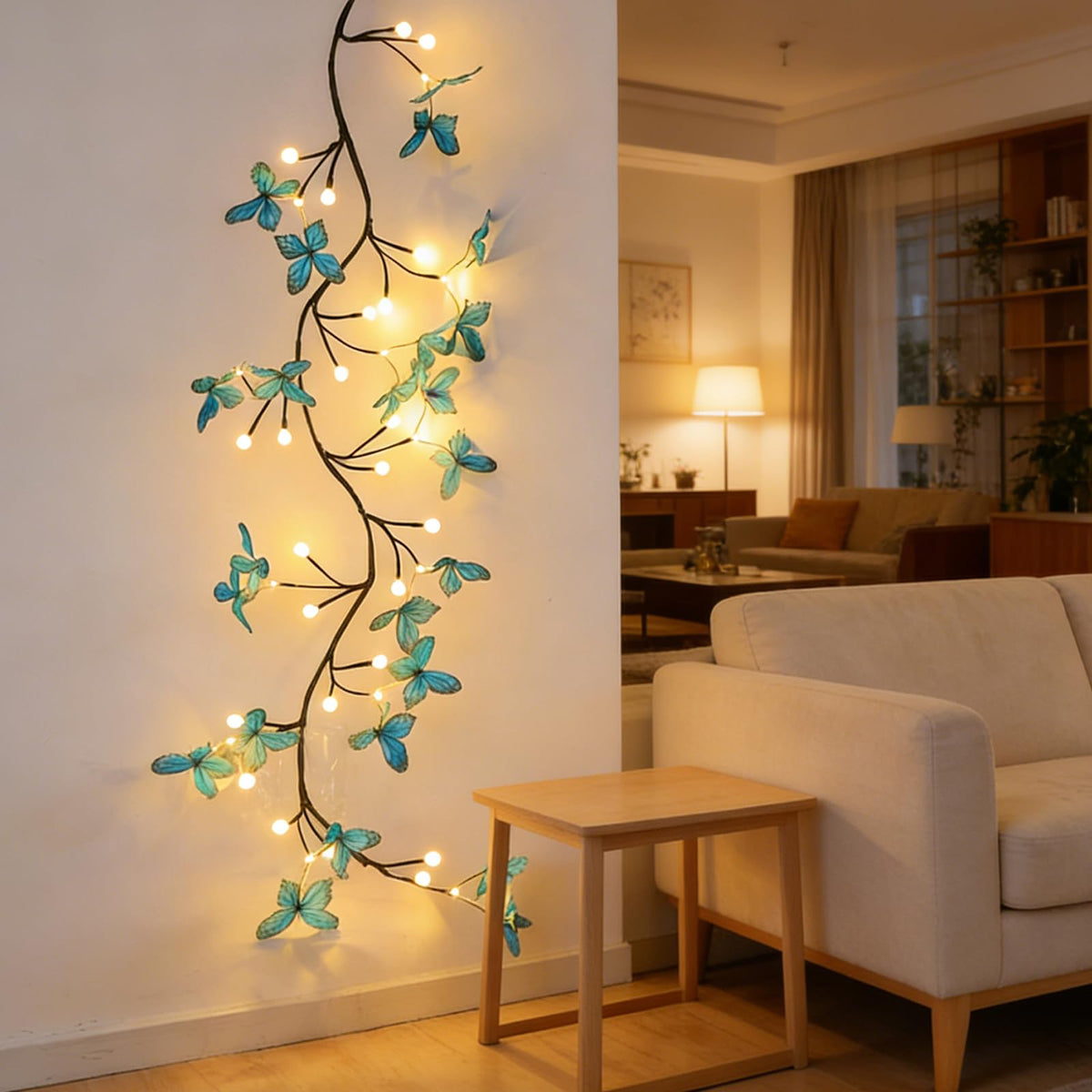 Bare Lamp LED Tree Branch Lights for Wall, Enchanted Willow Vine Lights for Bedroom, 72 Flower String Lights Decor and USB Powered,8 Lighting Modes for Indoor Window Wedding Decor (63in)