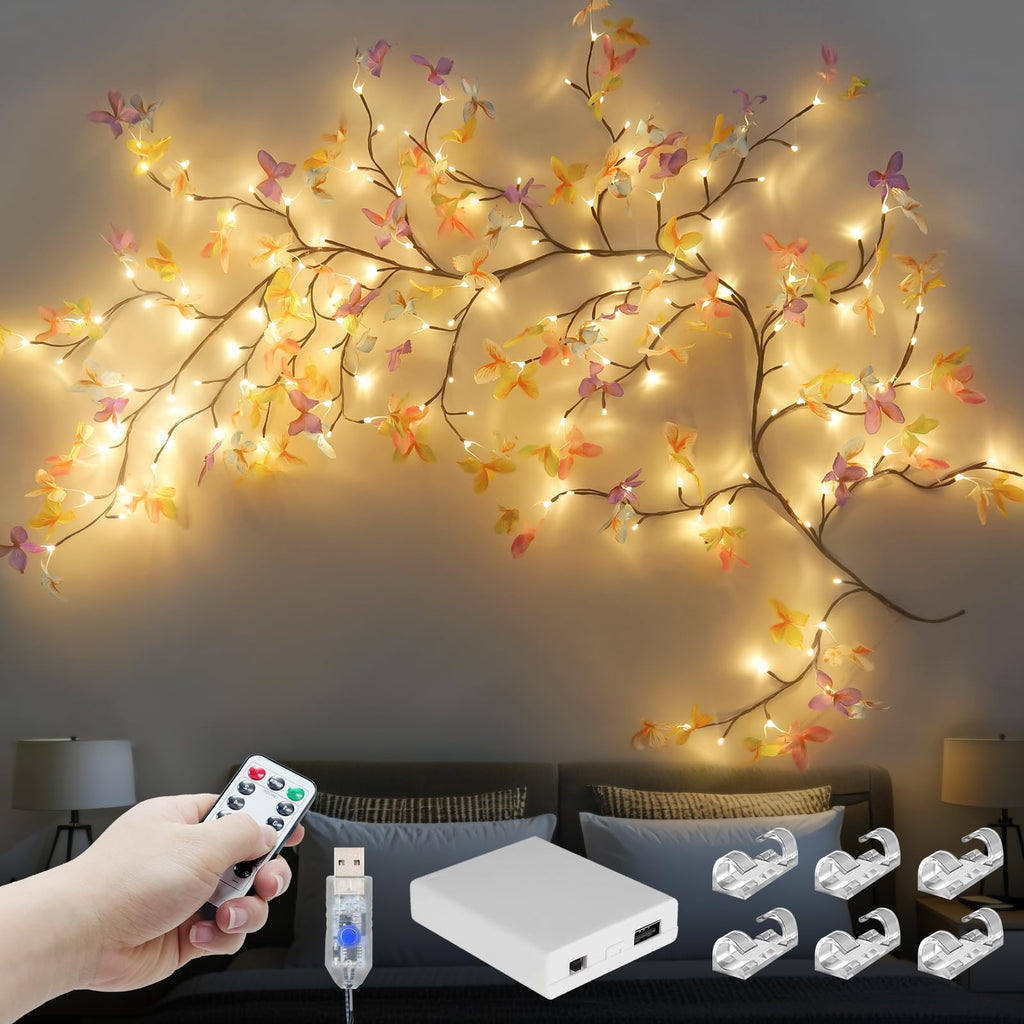7.55FT 144LED Pink Cherry Blossom Tree Branch Lights for Wall Battery Box