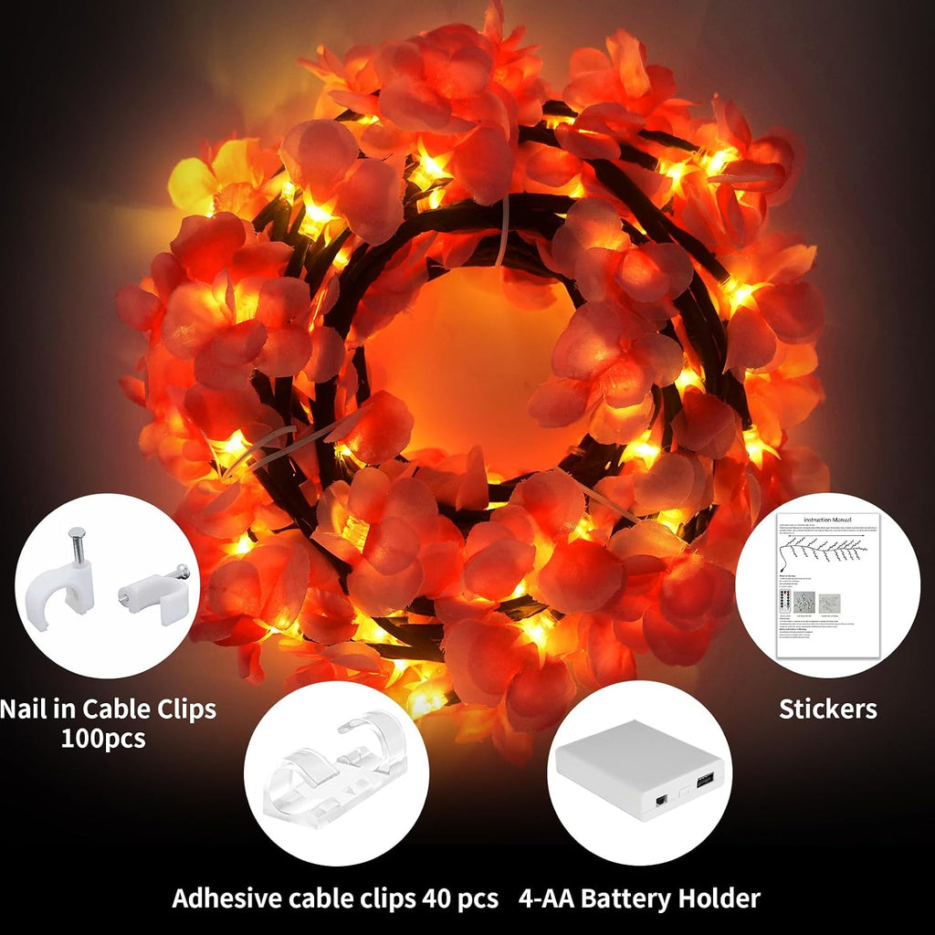 FNHMSL 4FT 48LED Cherry Enchanted Willow Vine Lights for Christmas Bedroom
