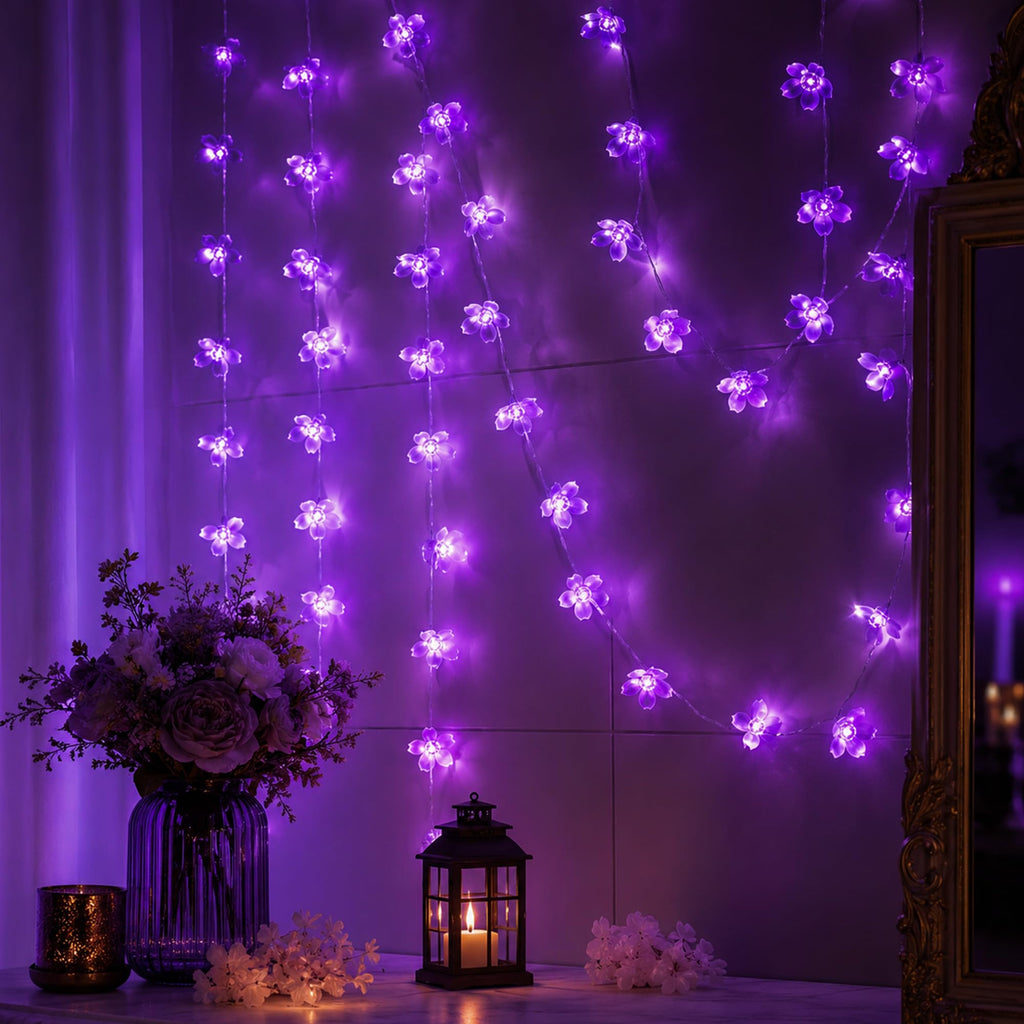 33ft 100 LED Plug in Glow Warm Fairy Flower String Lights Christmas Decor