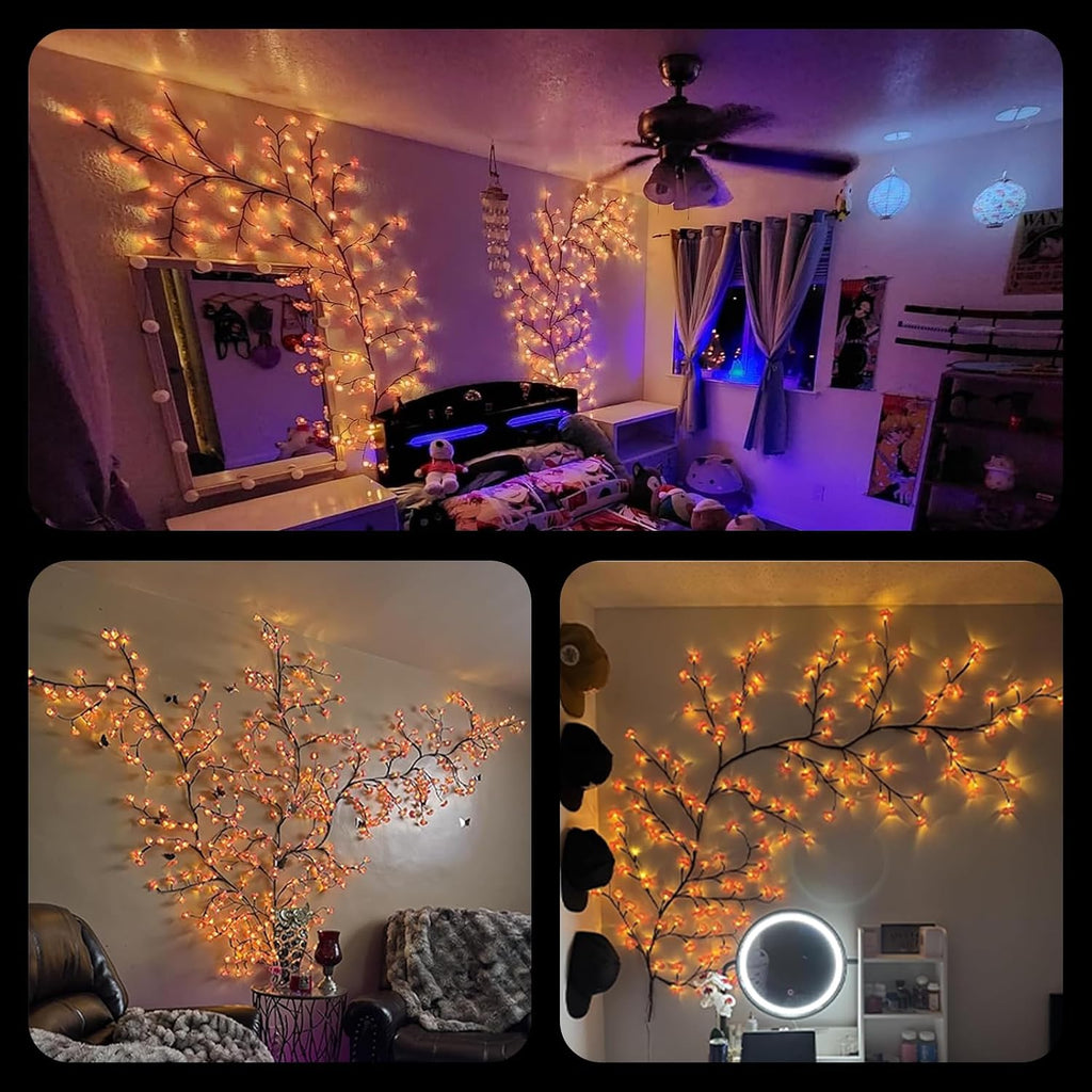 Cherry Blossom Lights with Bendable Tree Branches for Bedroom Wall Decor
