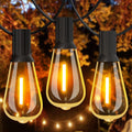 GLUROO 60FT LED Outdoor Patio Lights Waterproof with 30+2 Vintage Bulbs Shatterproof Energy Saving,2700K Hanging Edison String Lights Outside for Backyard,Bistro,Camping,Gazebo