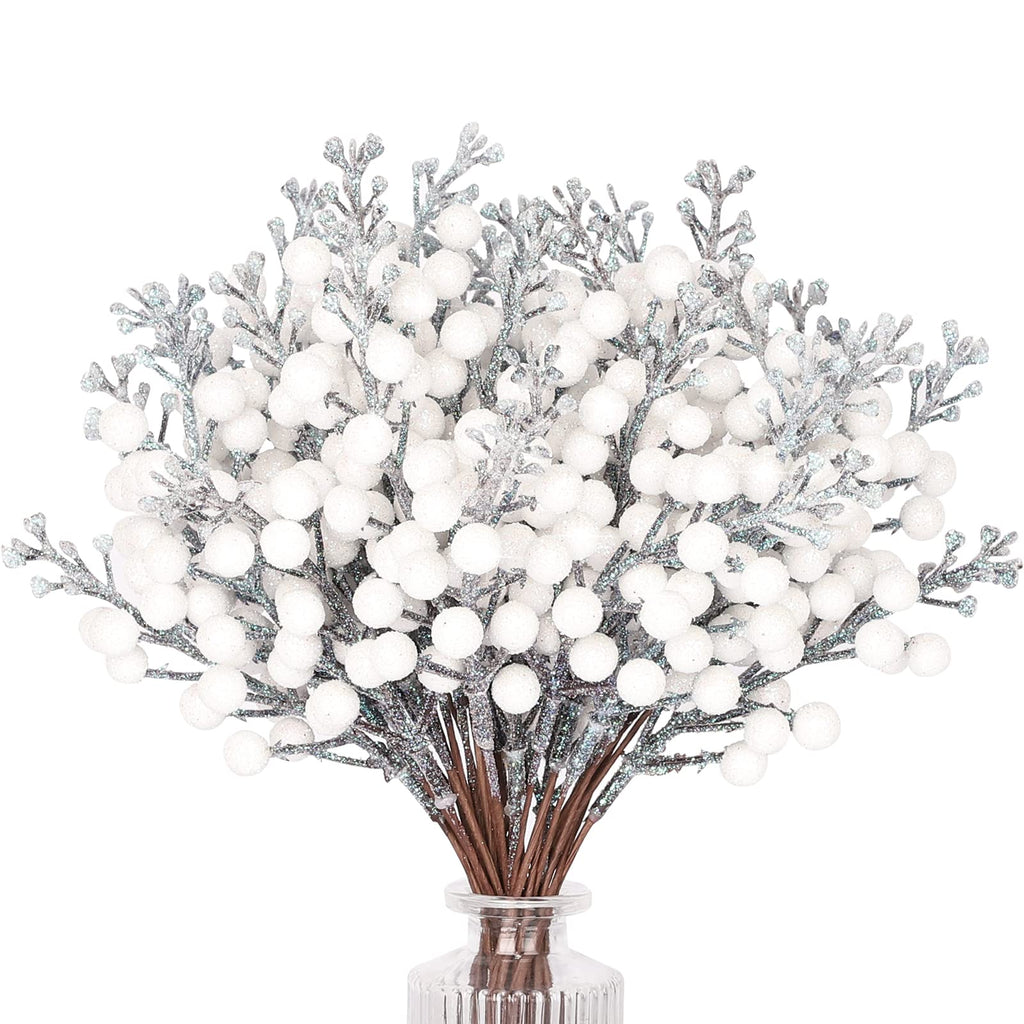 36Pcs Christmas Glitter Berry Stems, 9.5'' Artificial Christmas Tree Picks