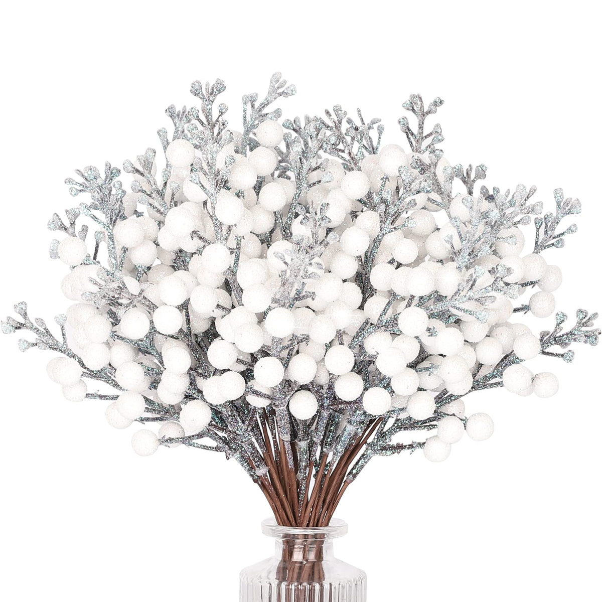 36Pcs Christmas Glitter Berry Stems, 9.5'' Artificial Christmas Tree Picks