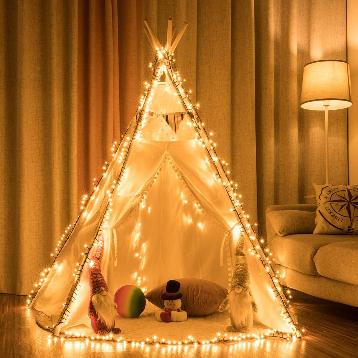 AWQ 500LED 49ft Christmas Cluster Lights String Light Decoration Warm White